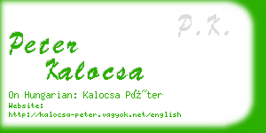 peter kalocsa business card